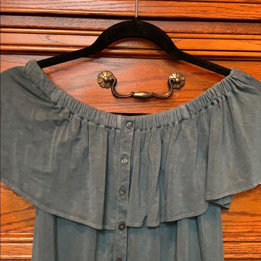American Eagle outfitters teal off the shoulder - Picture 2 of 7